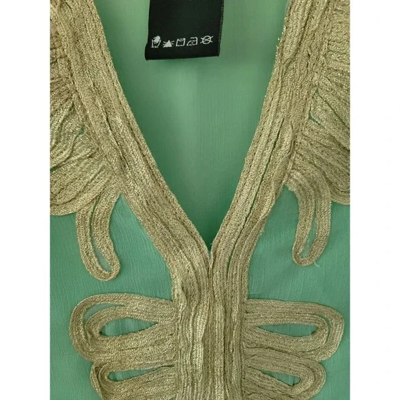 Charlie Paige Womens Turquoise Embroidered One Size Swim Cover Up Tunic Beach - Picture 6 of 11